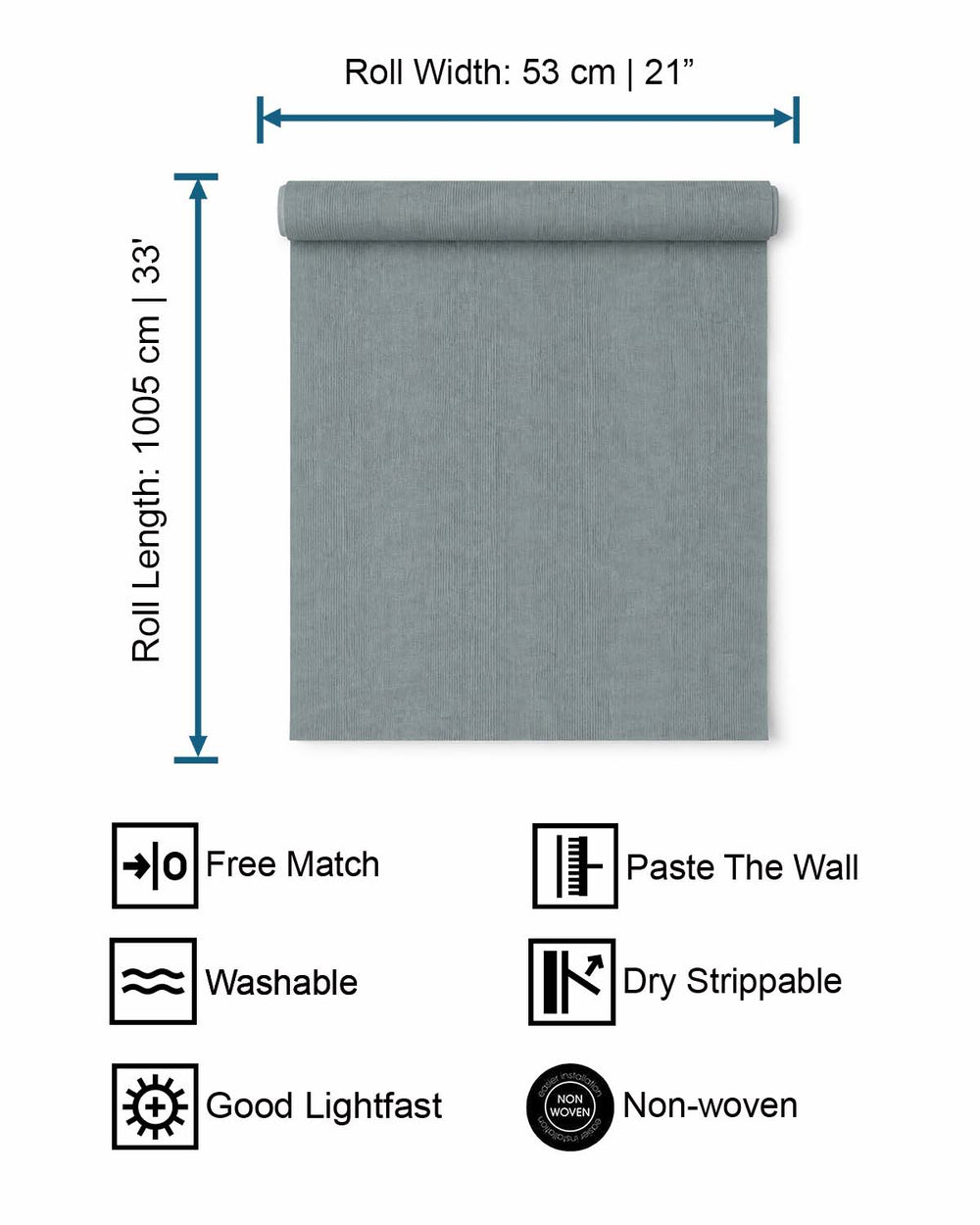 Phantom Blue Modern Faux Linen Wallpaper R10727