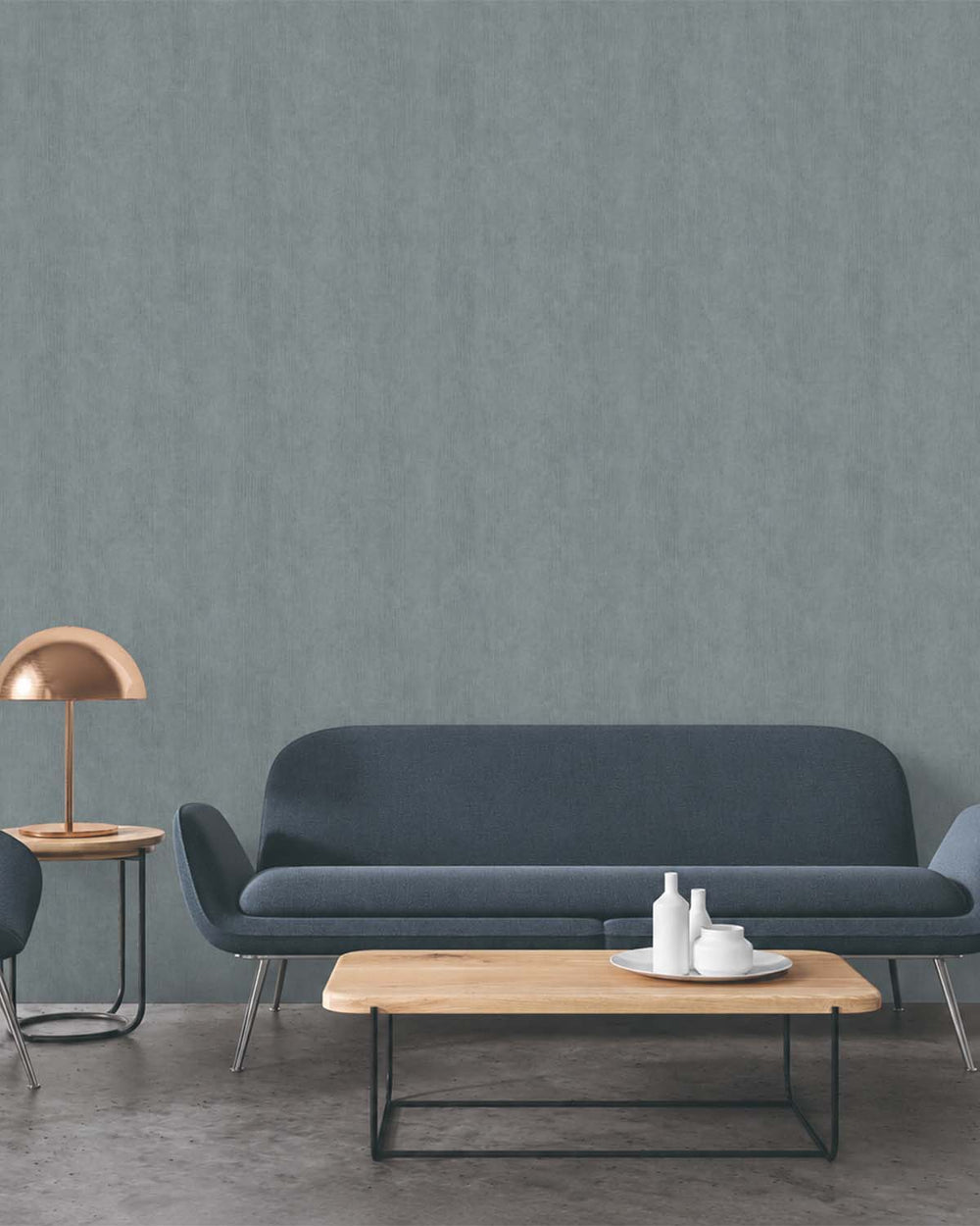 Phantom Blue Modern Faux Linen Wallpaper R10727