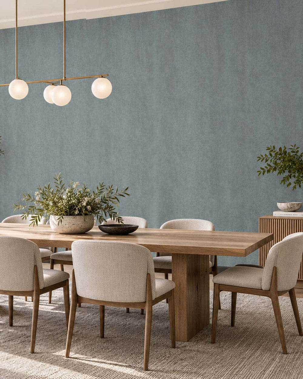 Phantom Blue Modern Faux Linen Wallpaper R10727