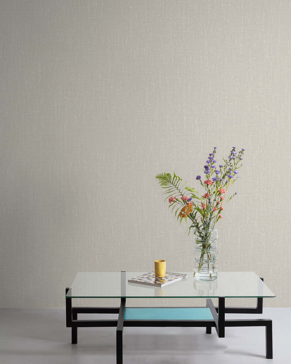 Cool Slate Faux Linen Textured Wallpaper R10731
