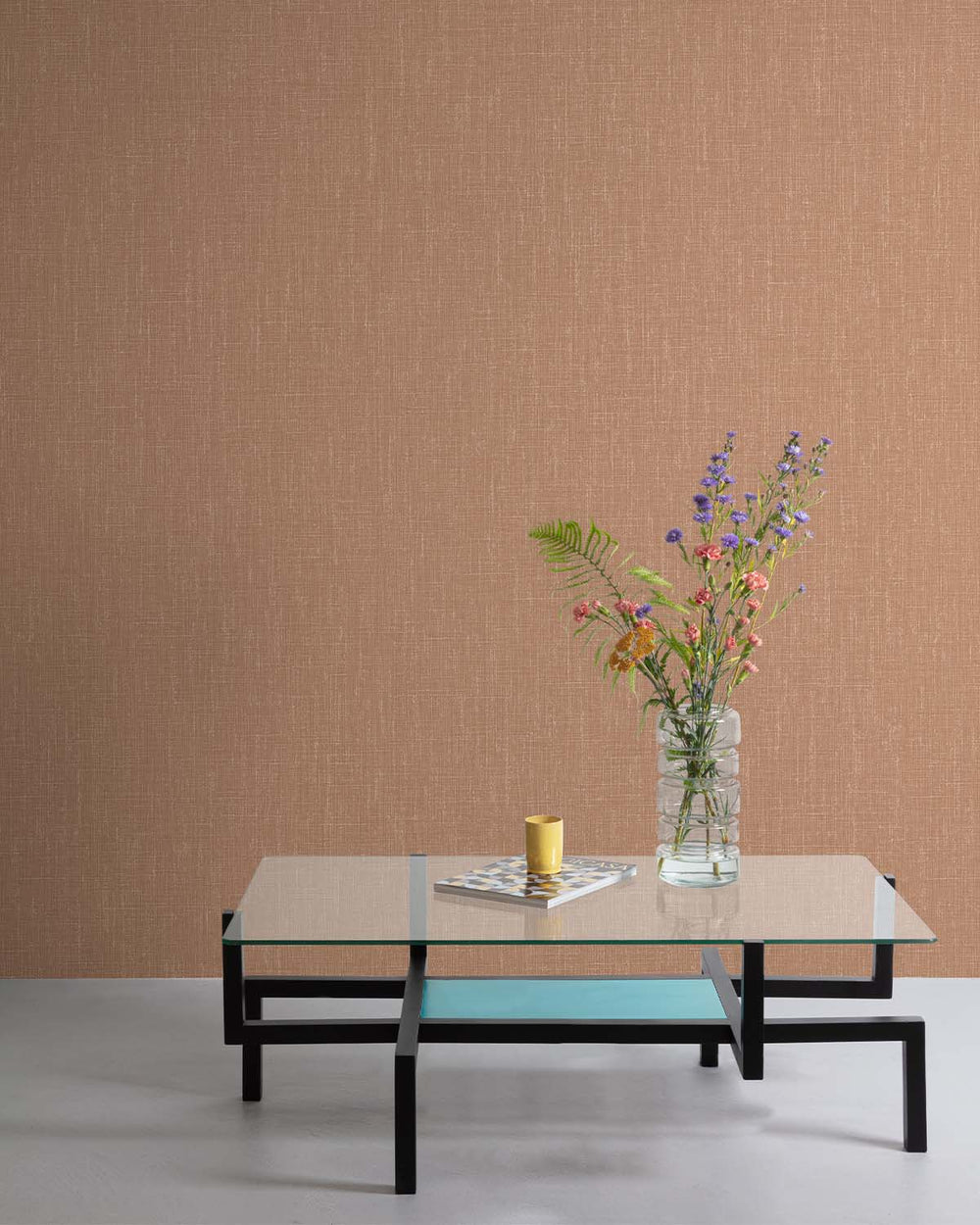 Rikyūshira Brown Faux Linen Textured Wallpaper R10734