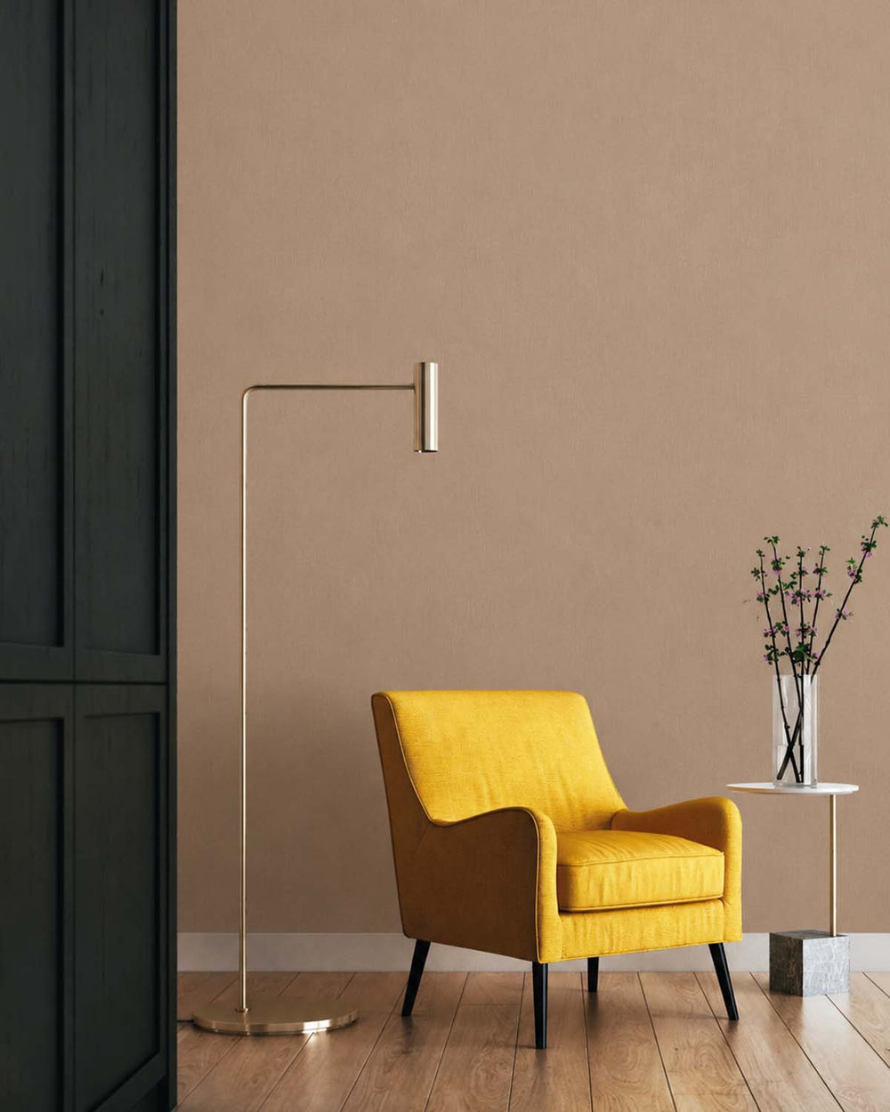 Rikyūshira Brown Faux Linen Textured Wallpaper R10734