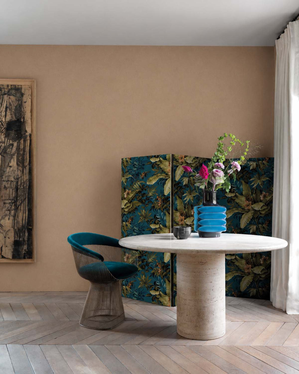 Rikyūshira Brown Faux Linen Textured Wallpaper R10734