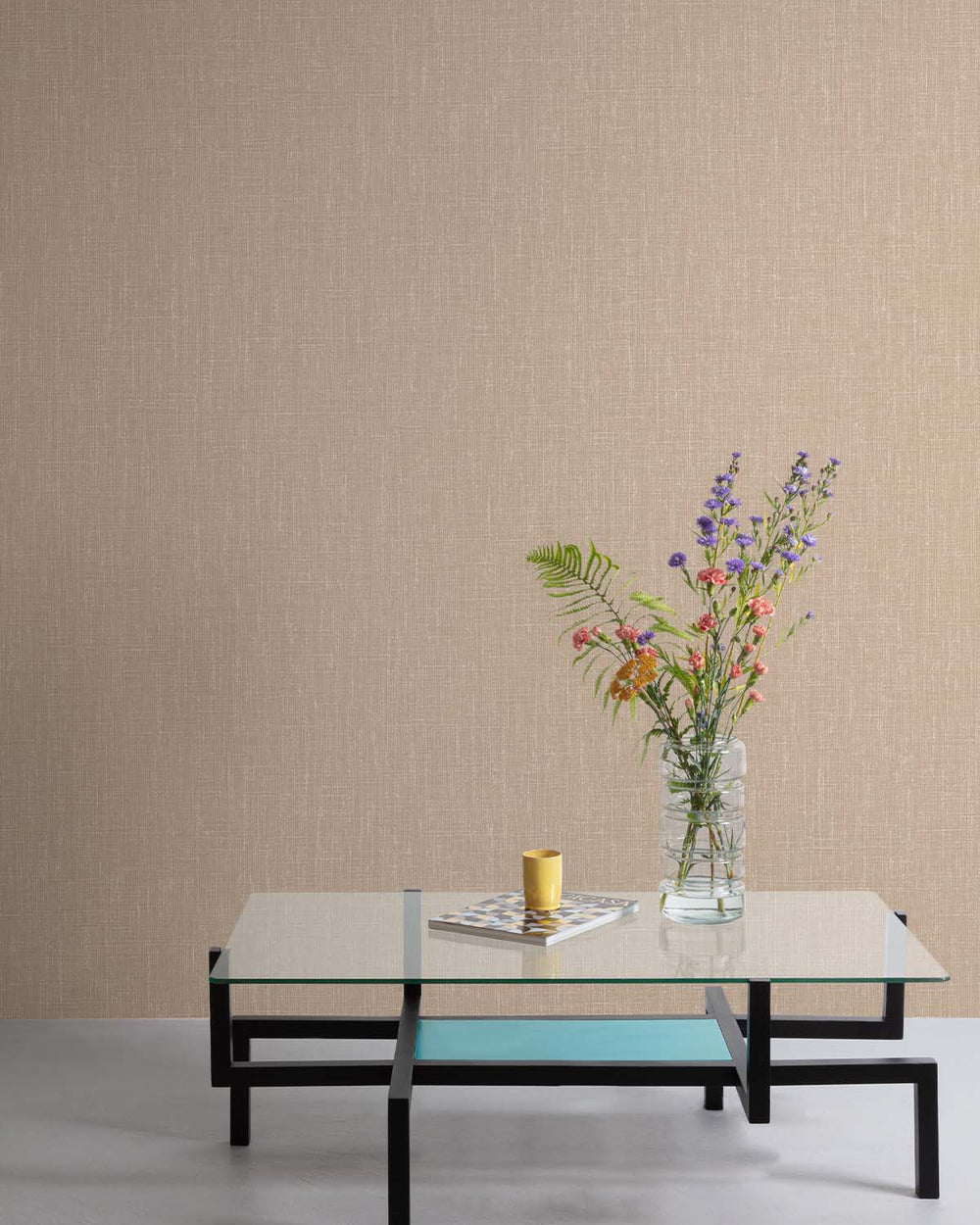 Steveareno Beige Faux Linen Textured Wallpaper R10735