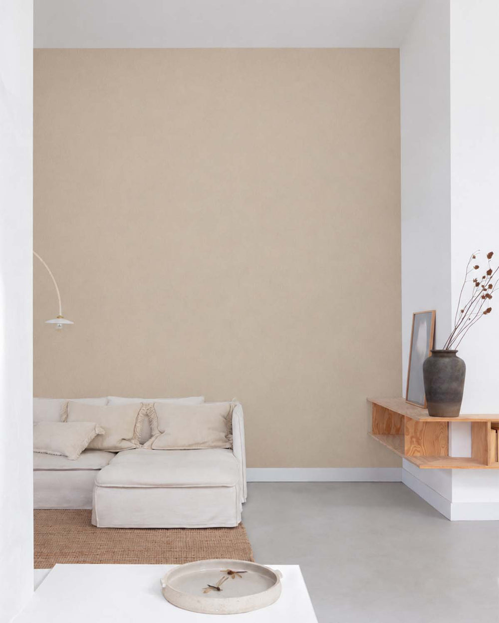 Steveareno Beige Faux Linen Textured Wallpaper R10735
