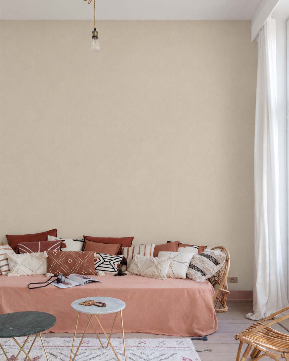 Steveareno Beige Faux Linen Textured Wallpaper R10735