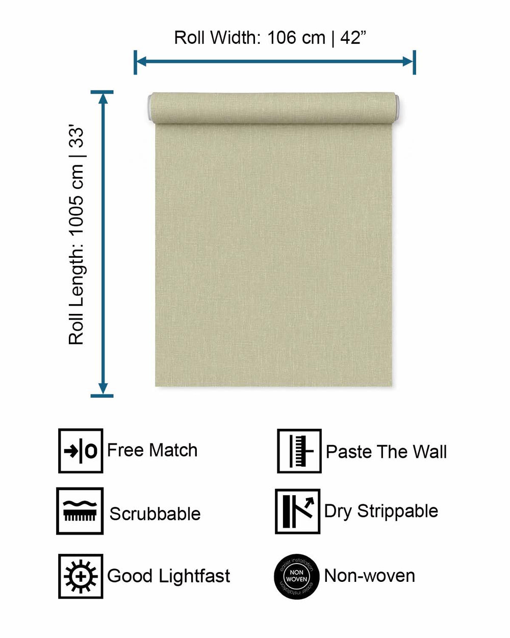 Cargo Green Faux Linen Textured Wallpaper R10740