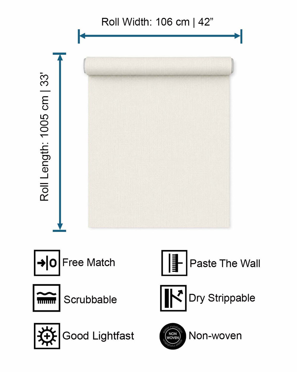 Acoustic White Minimalist Linen-Weave Matte Wallpaper R10746