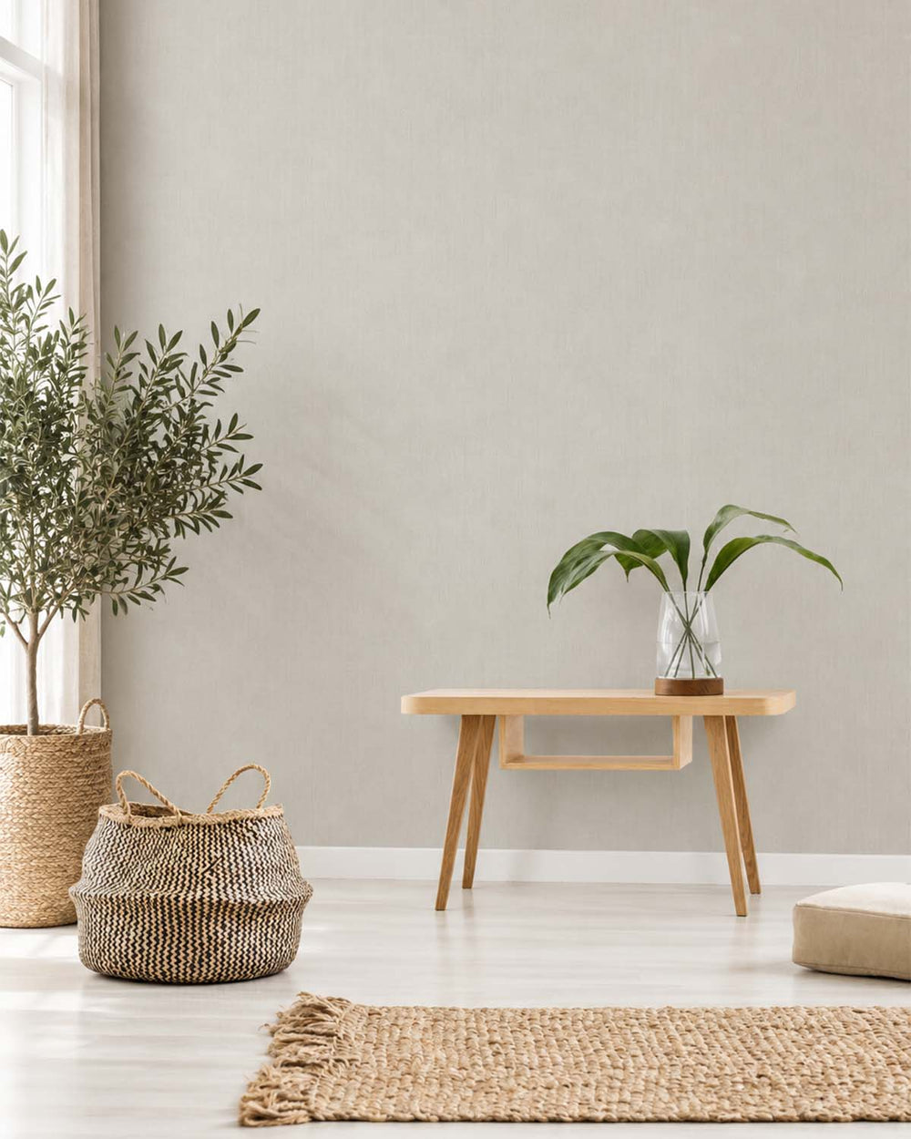 Vaporous Grey Minimalist Linen-Weave Matte Wallpaper R10748
