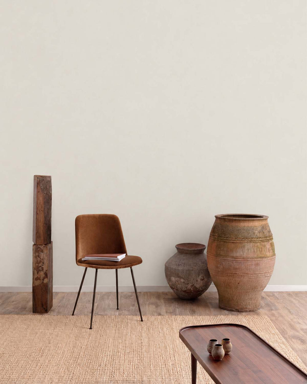 Shady Beige Minimalist Linen-Weave Matte Wallpaper R10750