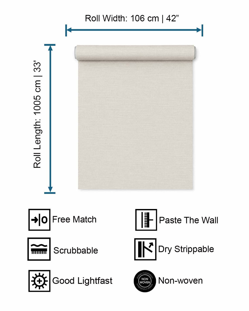 Merino Grey Linen-Look Textured  Wallpaper R10752