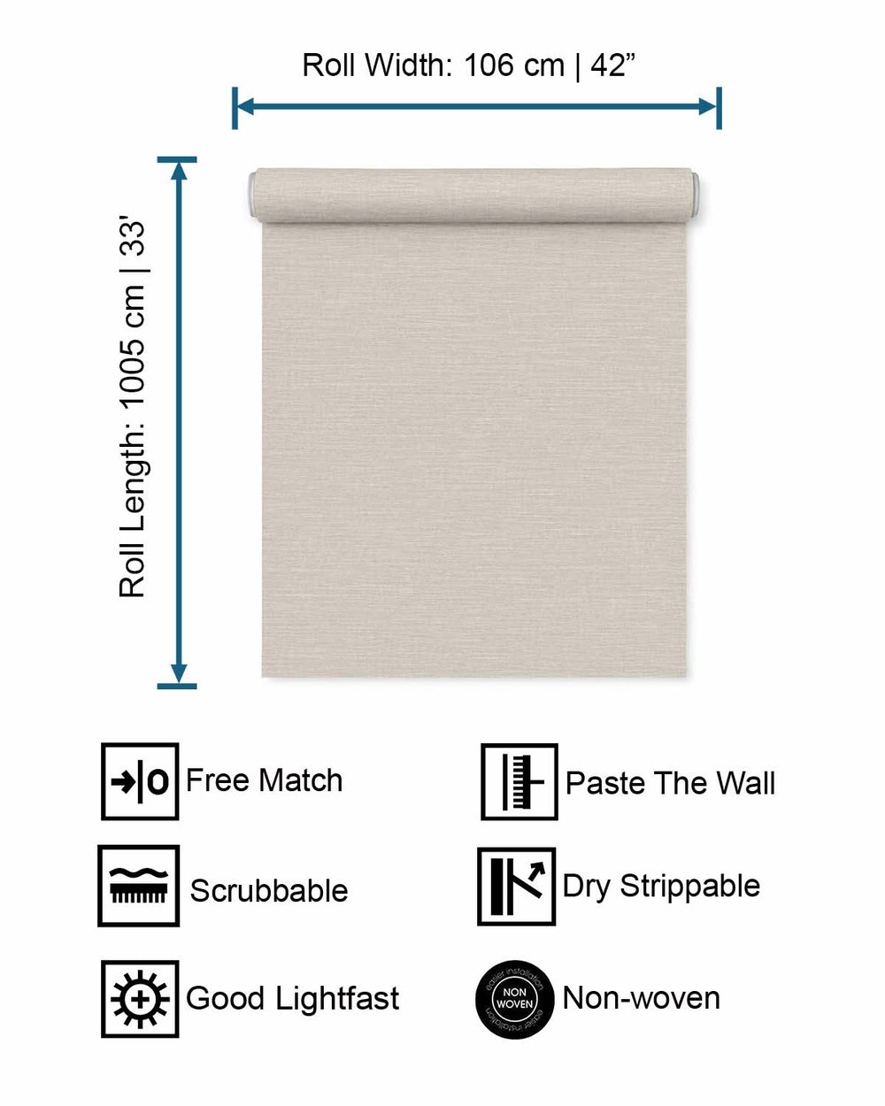 Intuitive Taupe Linen-Look Textured  Wallpaper R10753