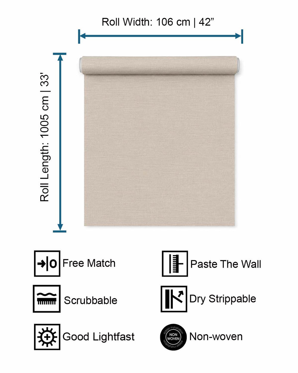 Raw Cashew Nut Linen-Look Textured  Wallpaper R10754