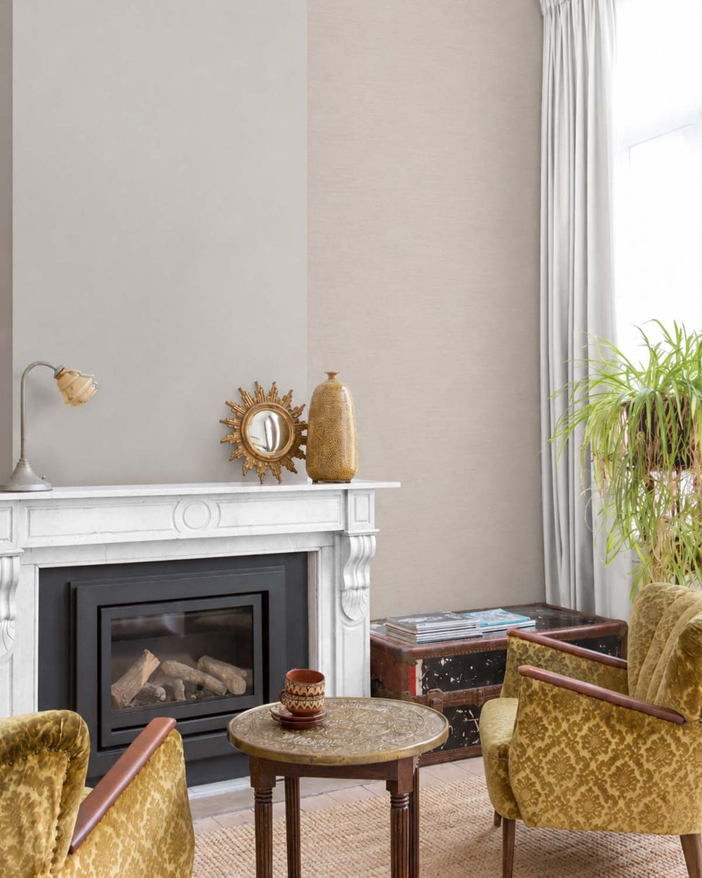 Raw Cashew Nut Linen-Look Textured  Wallpaper R10754