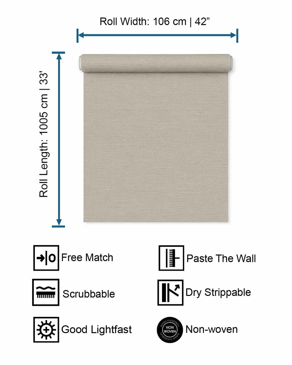 Pewter Patter Linen-Look Textured  Wallpaper R10755