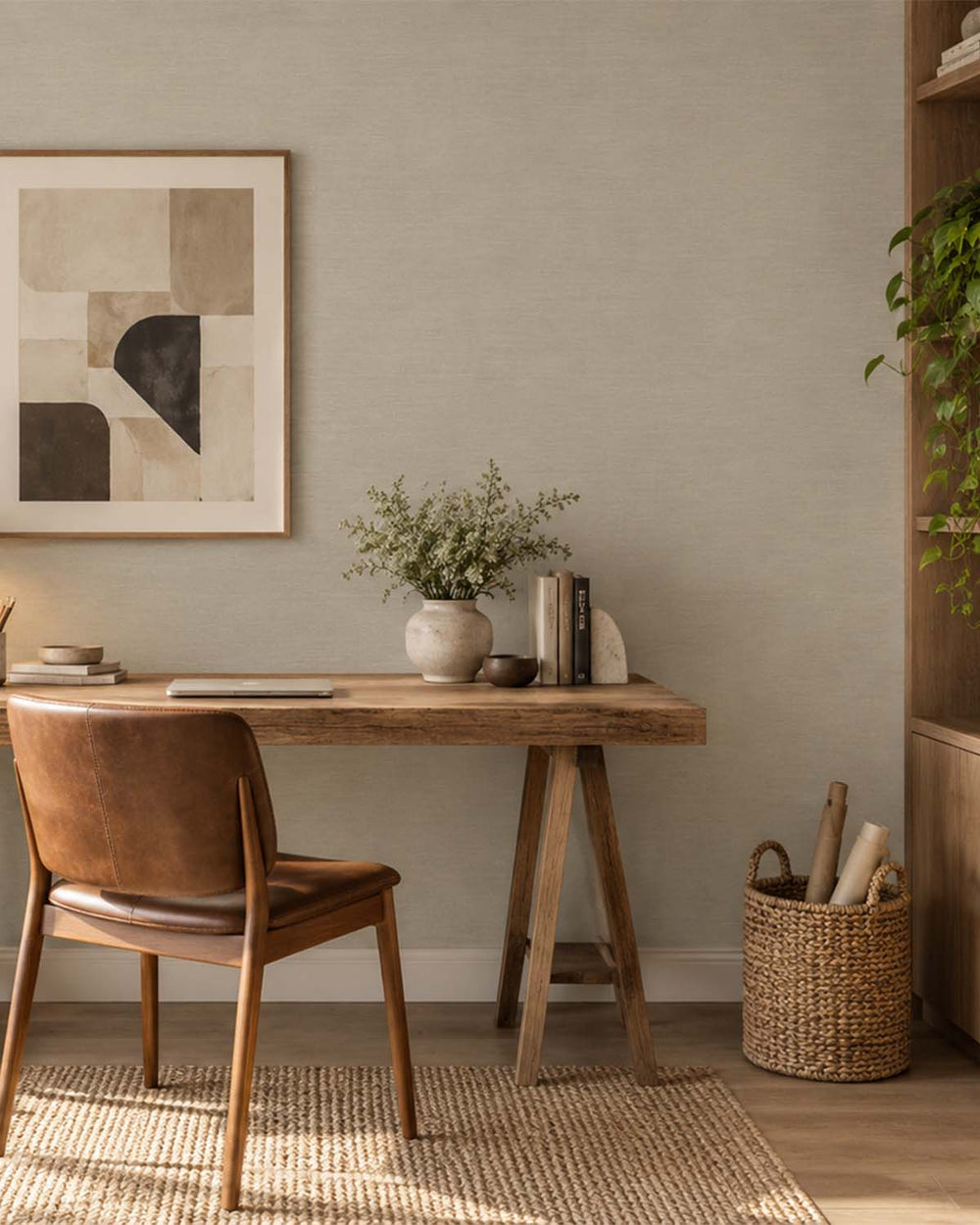 Pewter Patter Linen-Look Textured  Wallpaper R10755