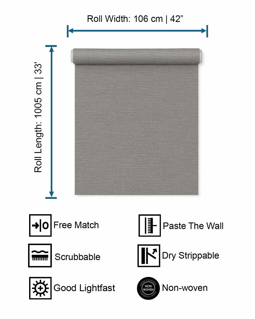 Grey Porcelain Linen-Look Textured  Wallpaper R10756