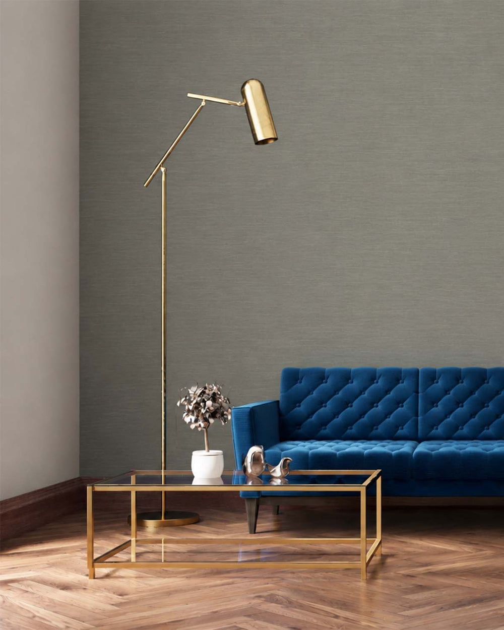 Grey Porcelain Linen-Look Textured  Wallpaper R10756