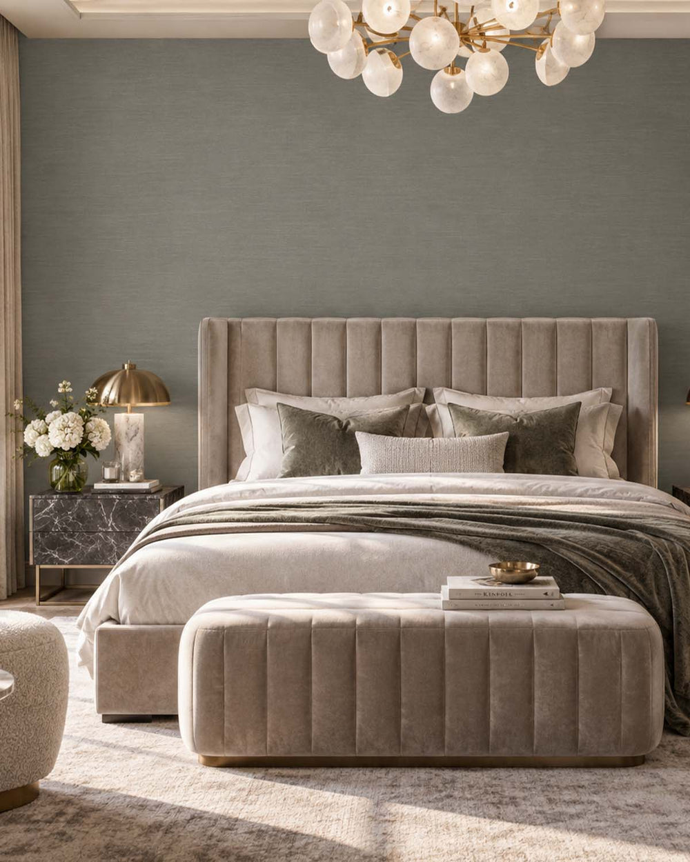 Grey Porcelain Linen-Look Textured  Wallpaper R10756
