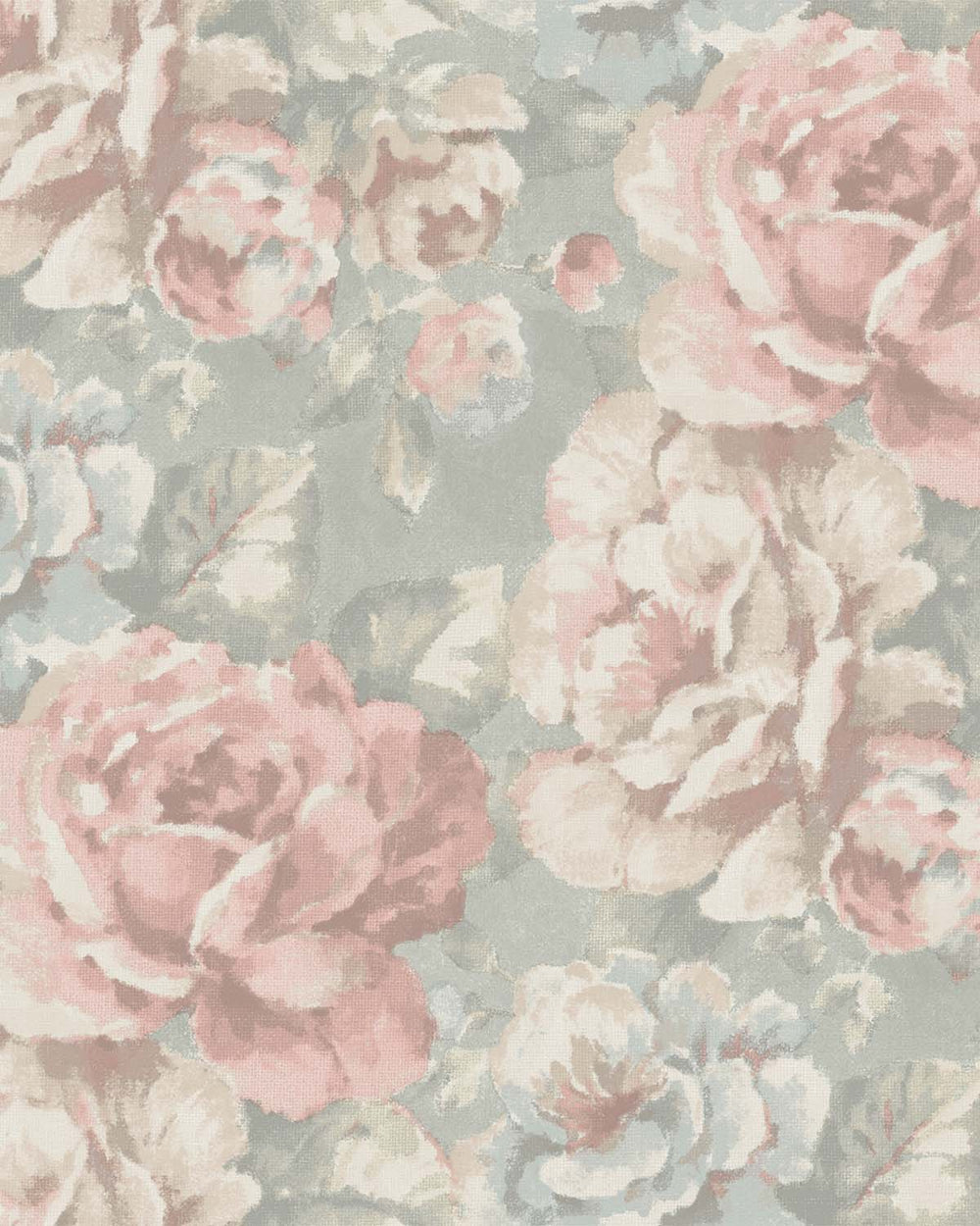 Grey Jade English Cottage Garden Floral Wallpaper R10759