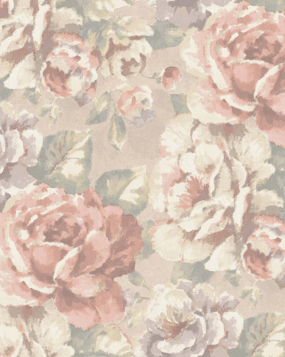 Indian Khaki English Cottage Garden Floral Wallpaper R10760
