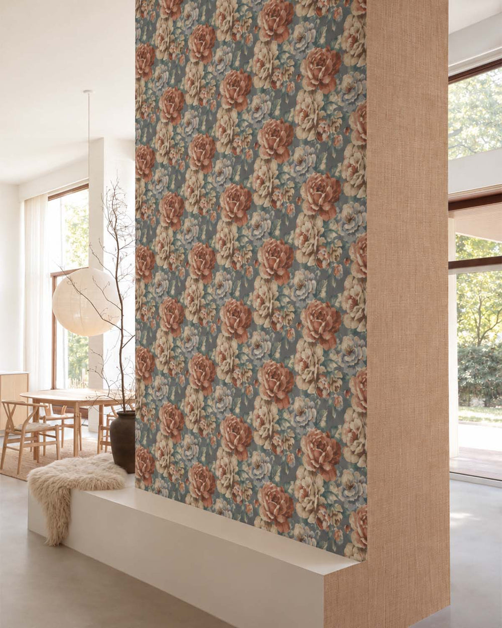 Dove Grey English Cottage Garden Floral Wallpaper R10761