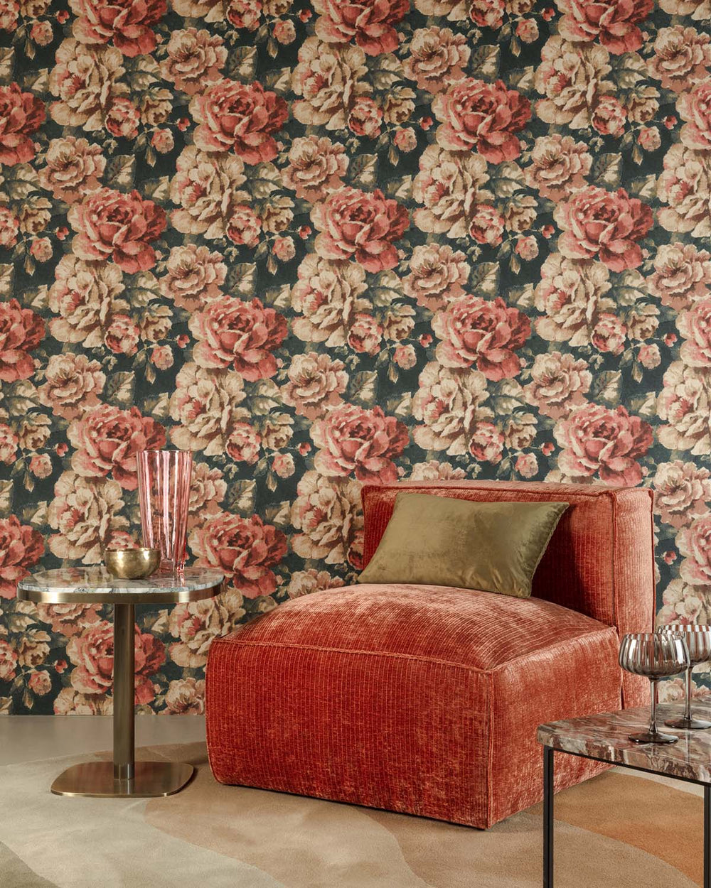 Cardin Green English Cottage Garden Floral Wallpaper R10762