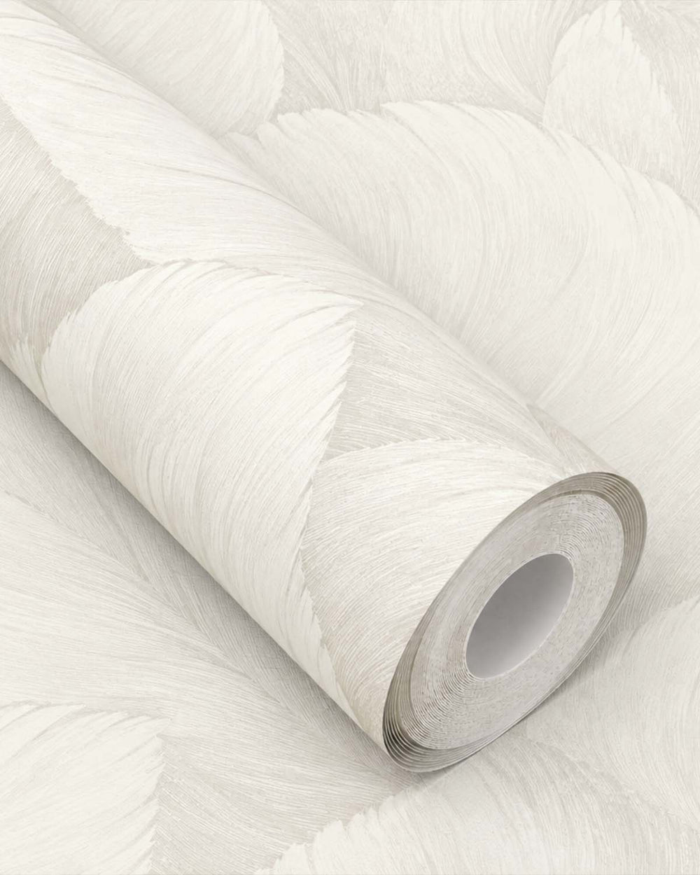 Narvik White Overlapping Palm Leaf Wallpaper R10763