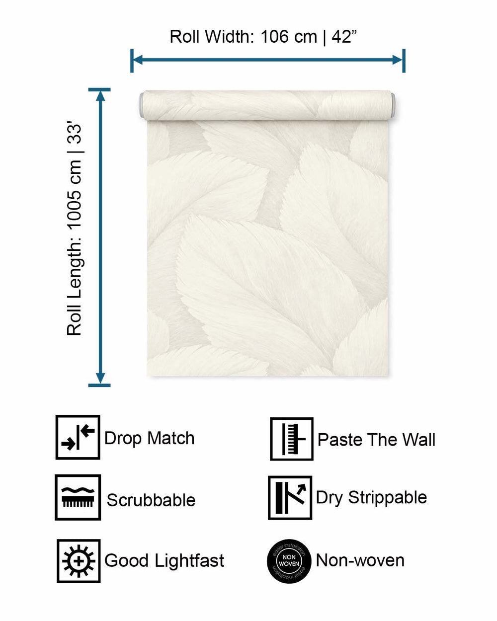 Narvik White Overlapping Palm Leaf Wallpaper R10763