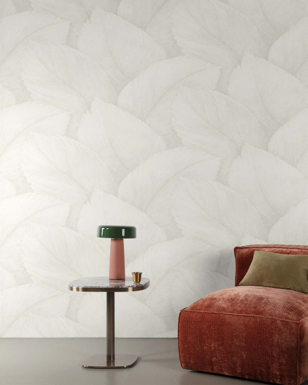 Narvik White Overlapping Palm Leaf Wallpaper R10763