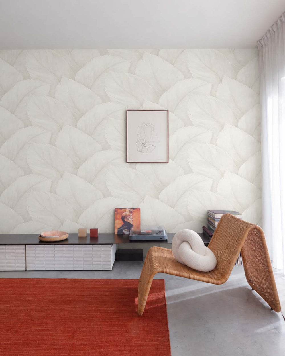 Narvik White Overlapping Palm Leaf Wallpaper R10763