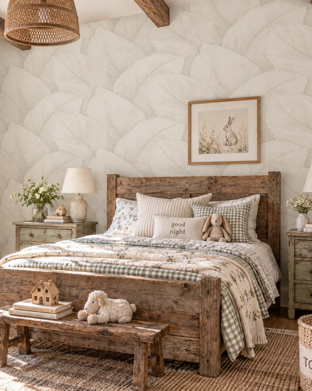 Narvik White Overlapping Palm Leaf Wallpaper R10763