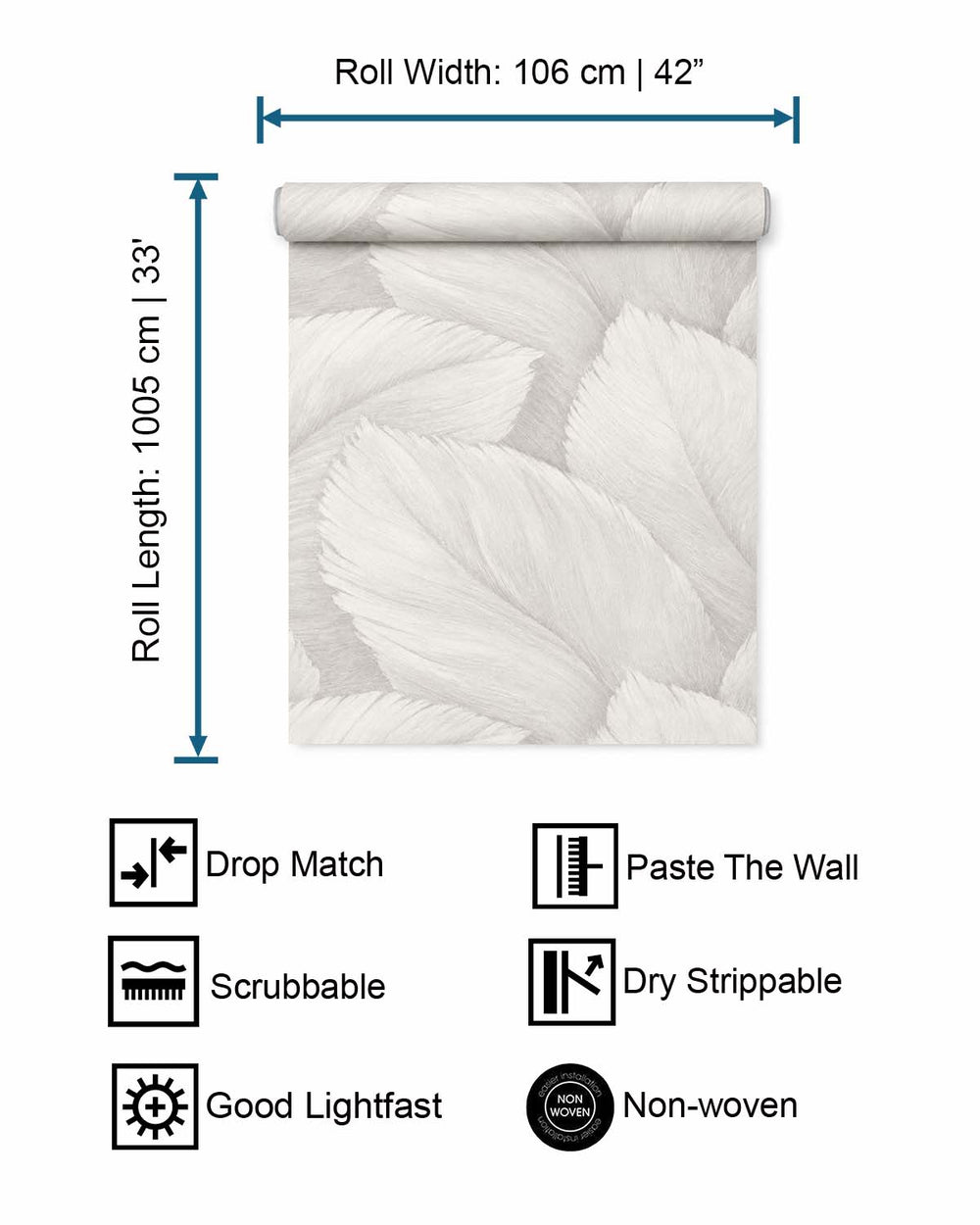 Grey Spell Overlapping Palm Leaf Wallpaper R10765