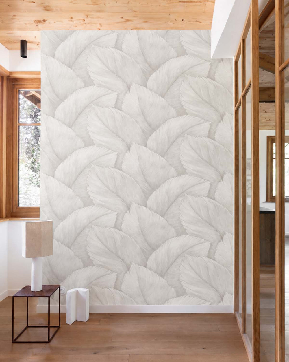 Grey Spell Overlapping Palm Leaf Wallpaper R10765