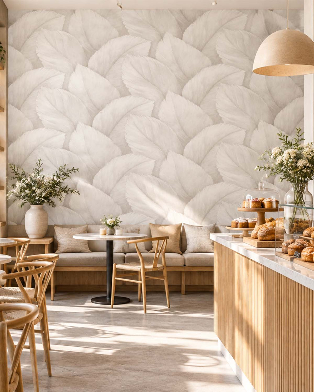 Grey Spell Overlapping Palm Leaf Wallpaper R10765