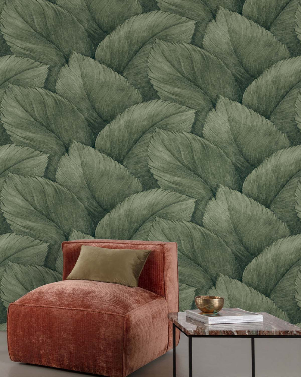 Palm Green Overlapping Palm Leaf Wallpaper R10766