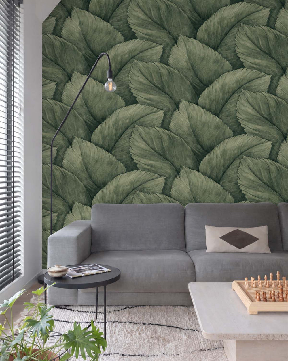 Palm Green Overlapping Palm Leaf Wallpaper R10766
