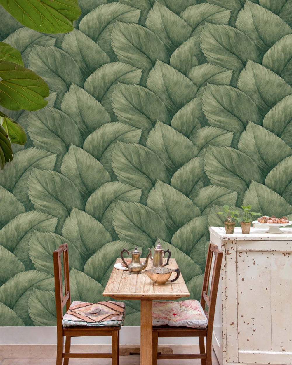 Palm Green Overlapping Palm Leaf Wallpaper R10766