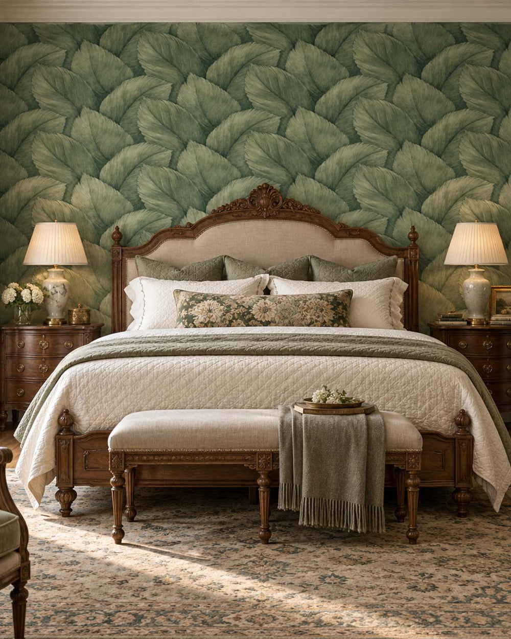 Palm Green Overlapping Palm Leaf Wallpaper R10766