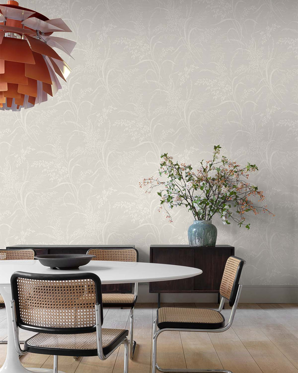 Sauvignon Grey Sprig Grasses Textured Wallpaper R10767