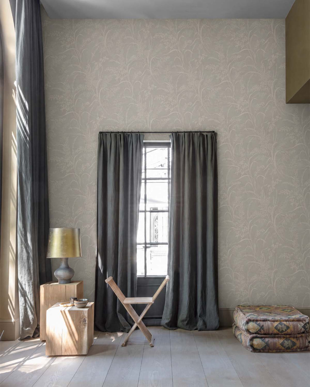 Sauvignon Grey Sprig Grasses Textured Wallpaper R10767