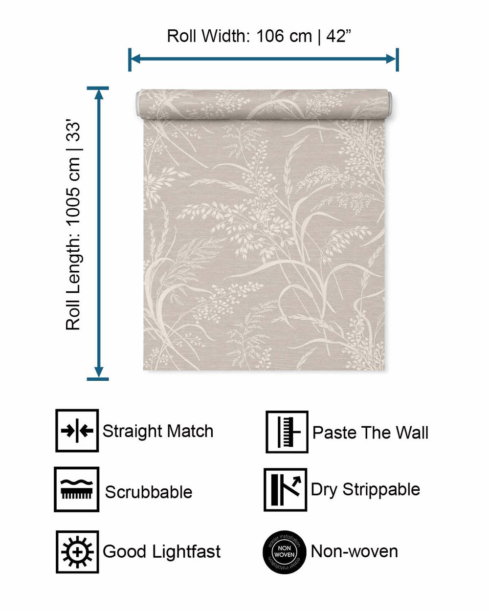 Pumice Stone Sprig Grasses Textured Wallpaper R10768