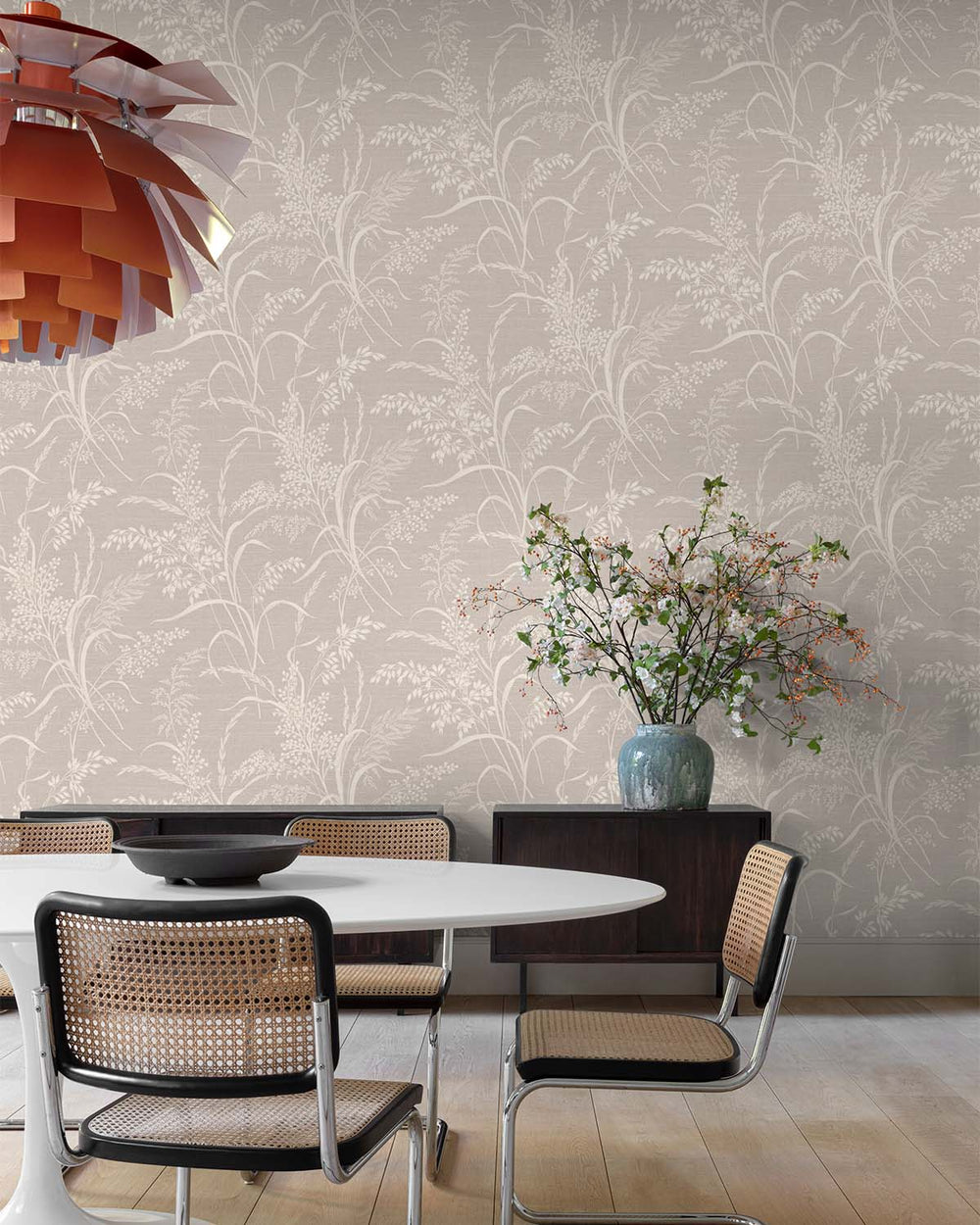 Pumice Stone Sprig Grasses Textured Wallpaper R10768