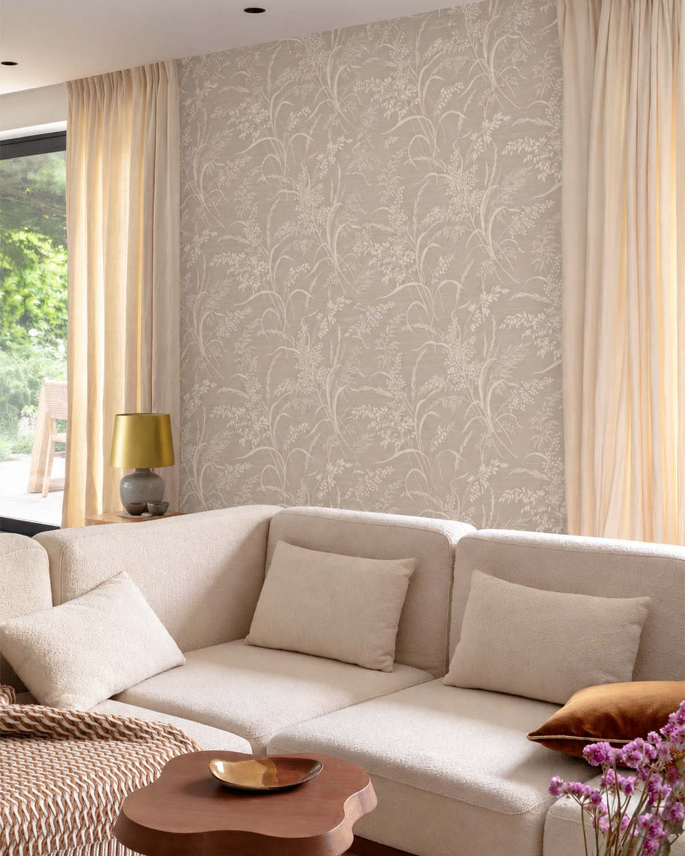Pumice Stone Sprig Grasses Textured Wallpaper R10768