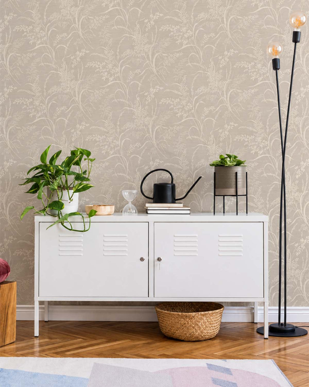 Pumice Stone Sprig Grasses Textured Wallpaper R10768
