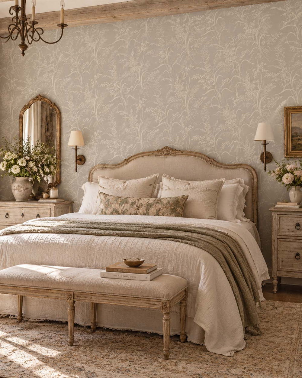 Pumice Stone Sprig Grasses Textured Wallpaper R10768