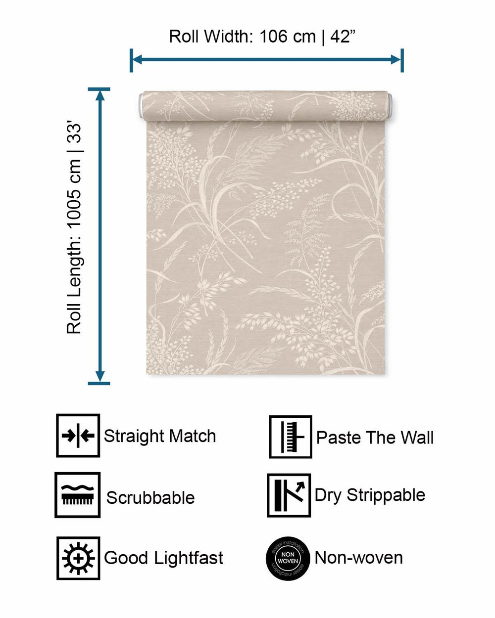 Parisian Cashmere Sprig Grasses Textured Wallpaper R10769