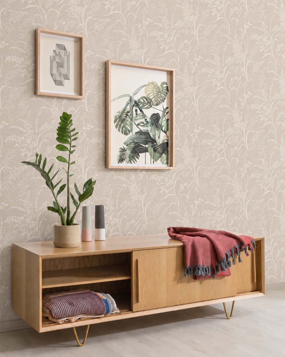 Parisian Cashmere Sprig Grasses Textured Wallpaper R10769