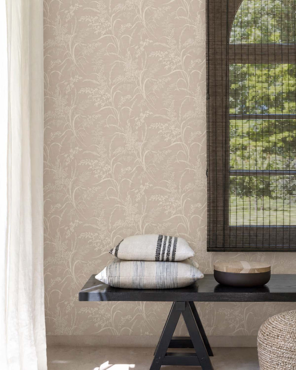 Parisian Cashmere Sprig Grasses Textured Wallpaper R10769