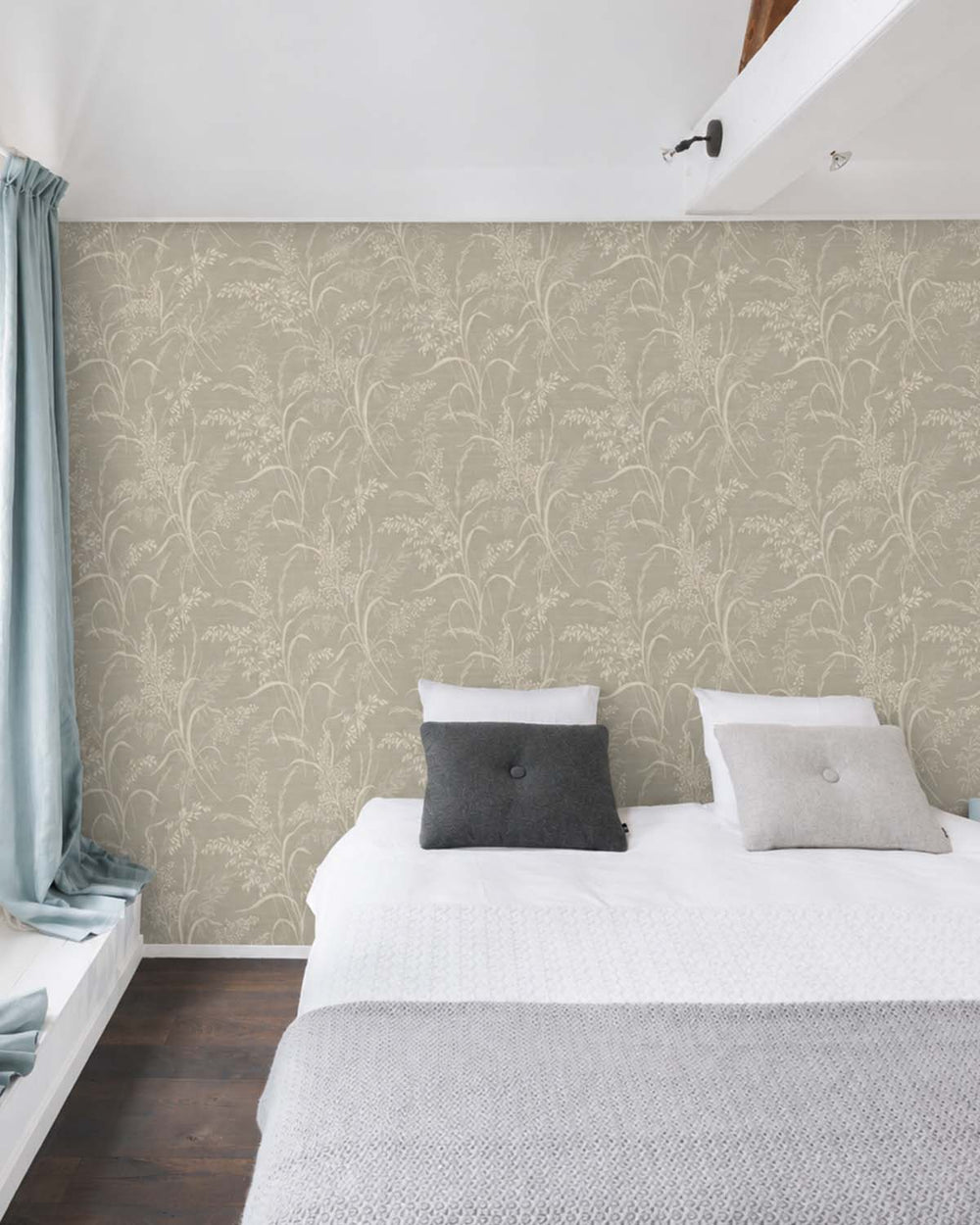 Feather Grey Sprig Grasses Textured Wallpaper R10770